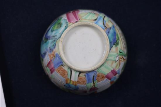 A Cantonese porcelain tea bowl and saucer, with gilt painted European monograms